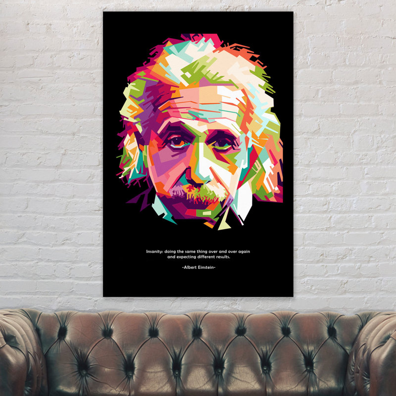Albert Einstein Famous Quote Insanity - Wrapped Canvas Print, 31cm H x 21cm W x 4cm D