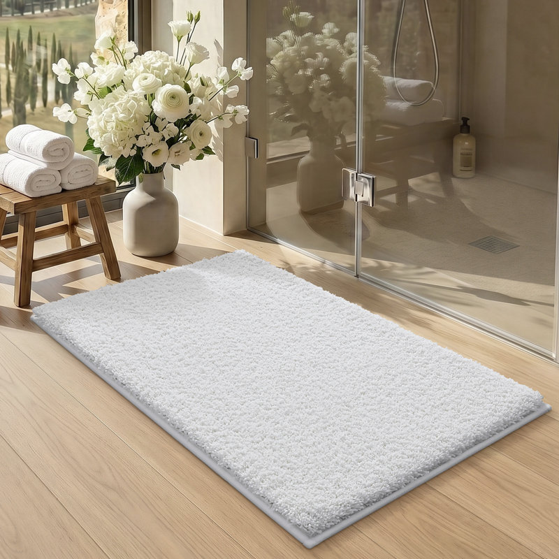 Tapis pour salle de bain rectangulaire antidérapant de luxe 24 po x 36 po, Simple - L 36 po x l 24 po, Blanc
