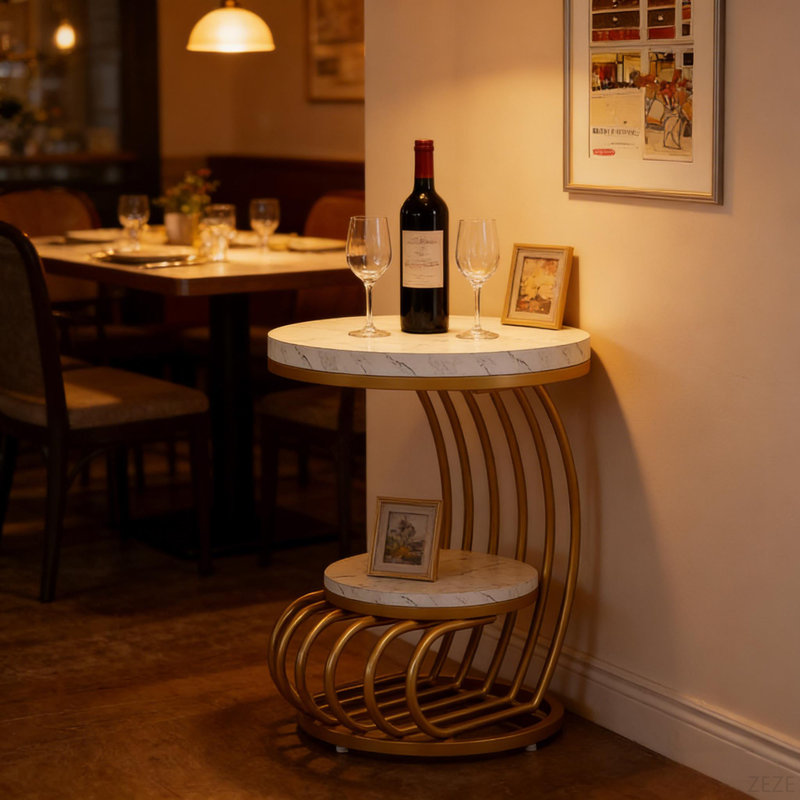 Table de chevet, table de bout, table d'appoint, canapé rond en faux marbre