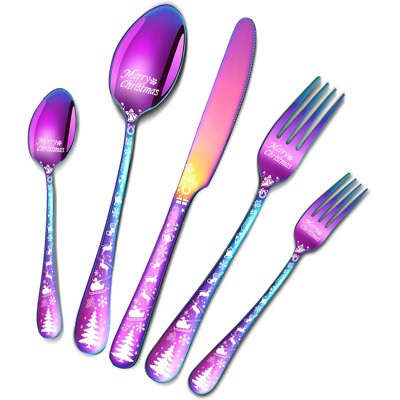 20-Piece Rainbow Flatware Set For 4, Stainless Steel Utensil Set With Colorful Spoons Forks Knives, Dishwasher Safe Cutlery For Home Kitchen Restaurant Dining