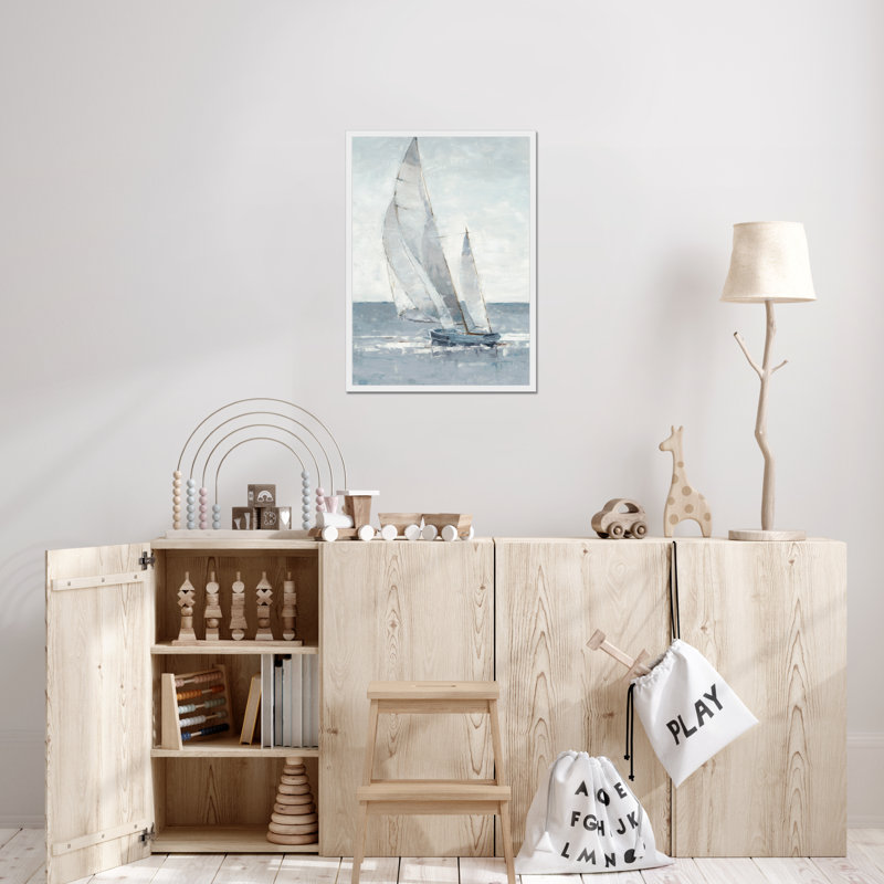 Gray Seas I by Ethan Harper - Painting, 80cm H x 55cm W, White Framed Paper Print