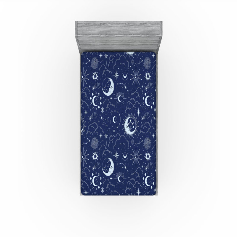 Drap-housse Ambesonne Space Esoterism Sun Moon, Drap-housse de taille simple