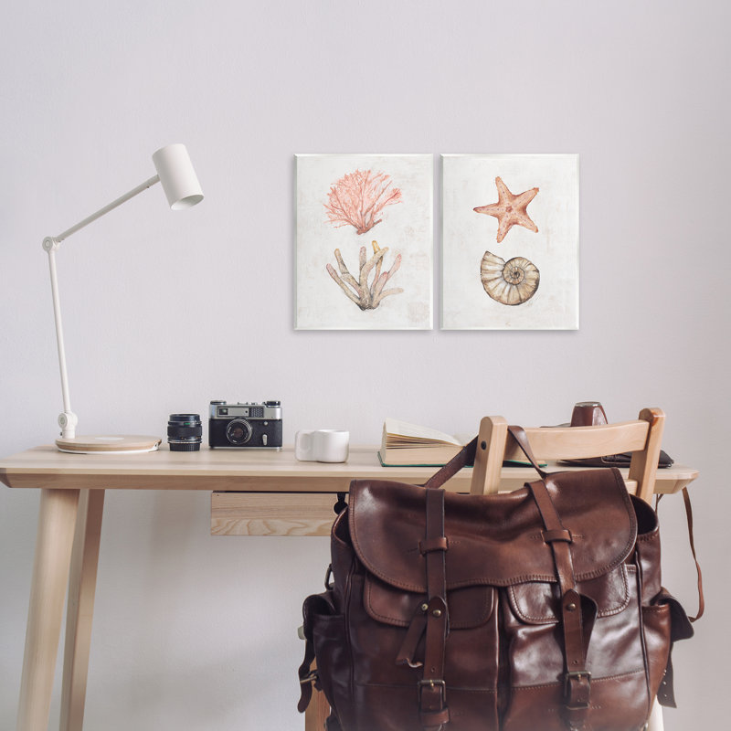  «Neutral Pastel Sea Life», ensemble d'art sur plaque par Filippo Ioco