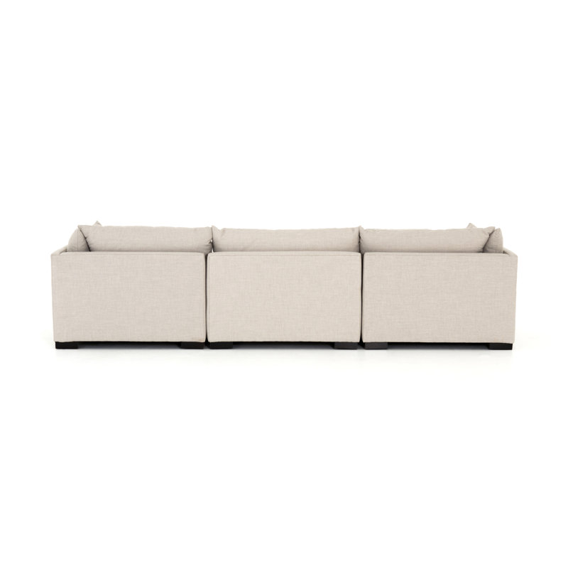 Zuri 117" 3 - Piece Modular Sofa, Bennett Moon Performance Weave