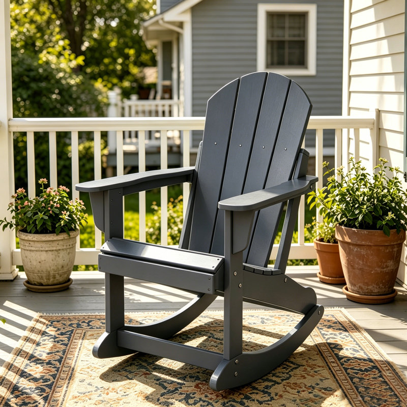 All Weather Adirondack Rocking Chair, Gray