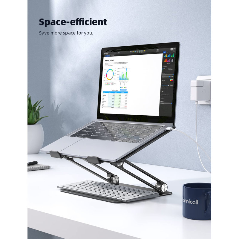 Support pour ordinateur portable réglable, support pour ordinateur portable, support pour ordinateur portable en aluminium pliable, support pour ordinateur portable ergonomique, noir