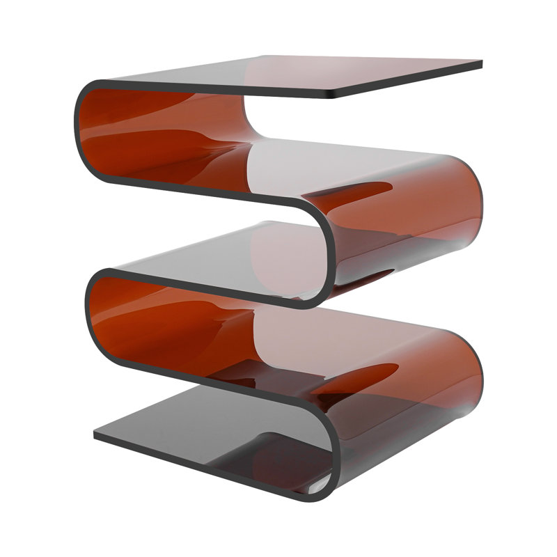 Table d'appoint en forme de S en acrylique avec tablette de rangement autoportante moderne à 5 niveaux Tawny