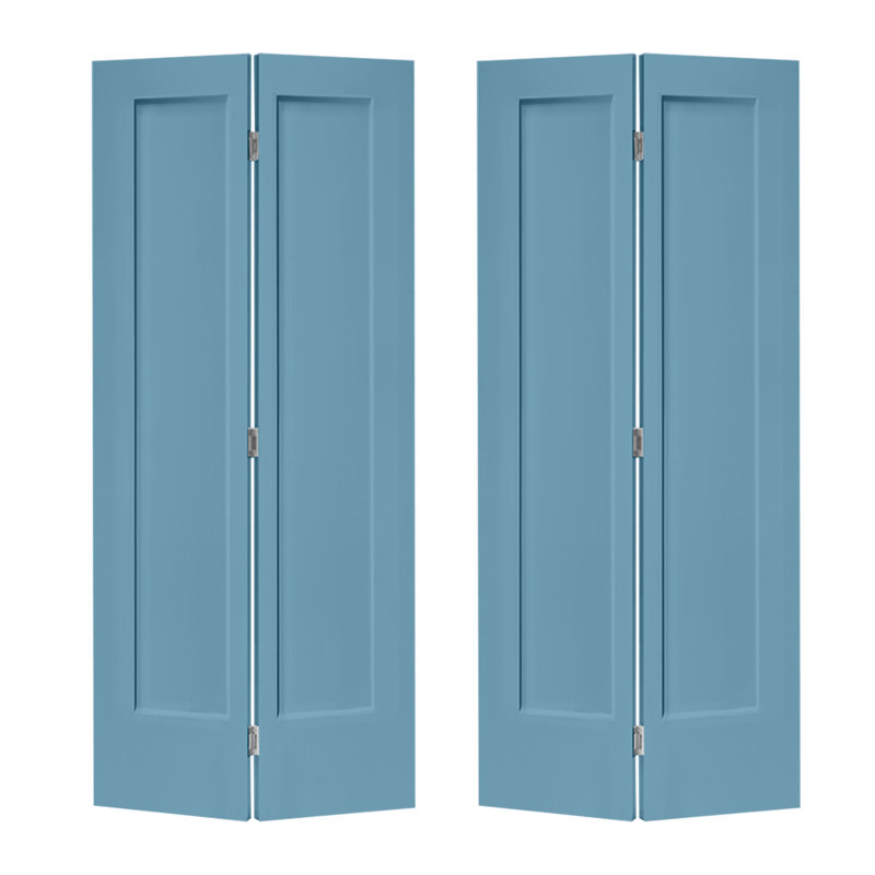 Panelled Manufactured Wood and Metal Hollow with Installation Hardware Kit, 80" H x 48" W, Dignity Blue