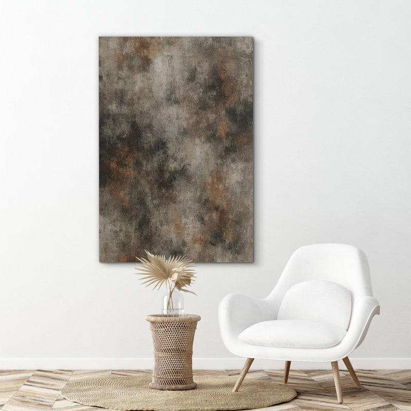 «Gray and Rust Abstract Art», reproduction d'art sur toile encadrée, H 36 po x l 24 po x P 1,5 po, Toile tendue
