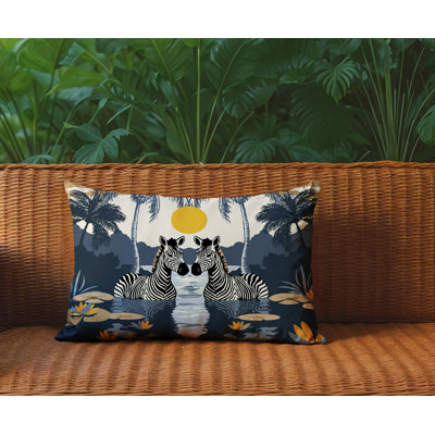 Oreiller rectangulaire réversible intérieur / extérieur Alva Zebra