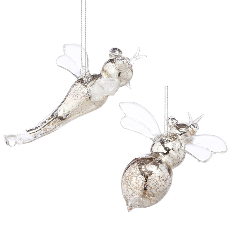 Crystal Bee And Dragonfly Ornament- 4-5 Inches Set Of 6