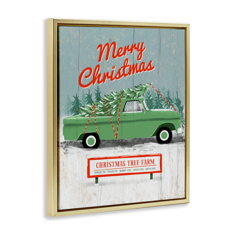 Cadre flottant Rustic Tree Farm & Truck, design par Jilly Jack Designs, H 31 po x l 25 po, Cadre flottant métallique doré