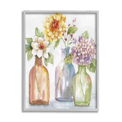 Trois pots de fleurs Lilas Dahlia Magnolia fleurs printanières par Nan