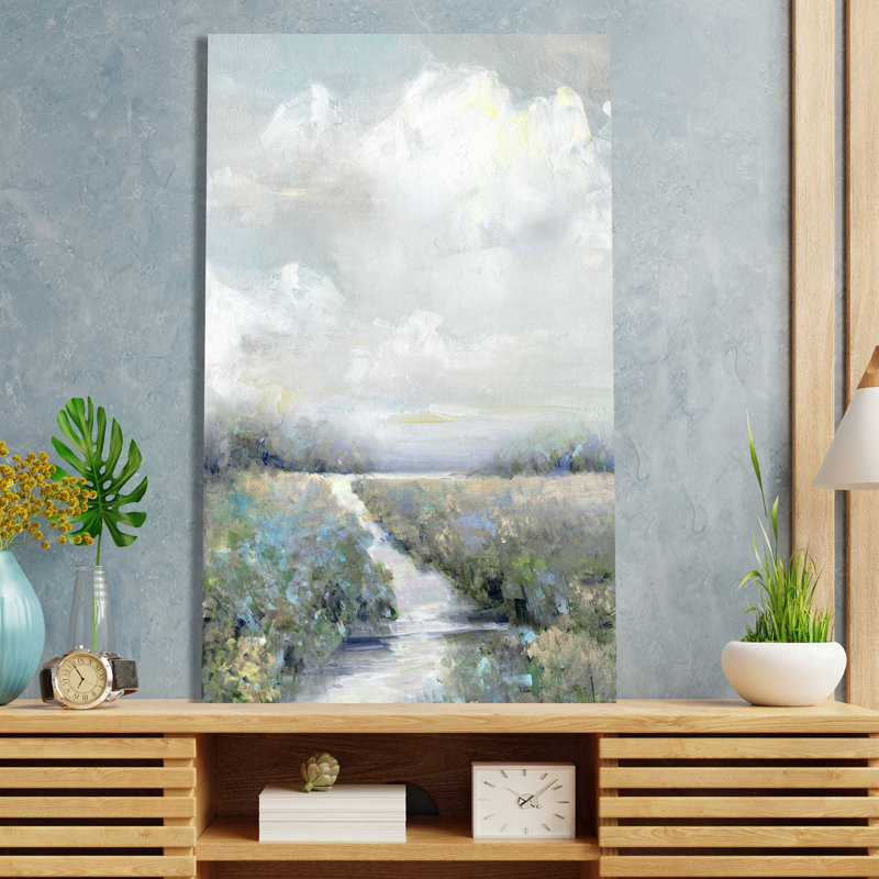Péninsule par Sally Swatland - Peinture, L 18 po x H 30 po, Toile tendue
