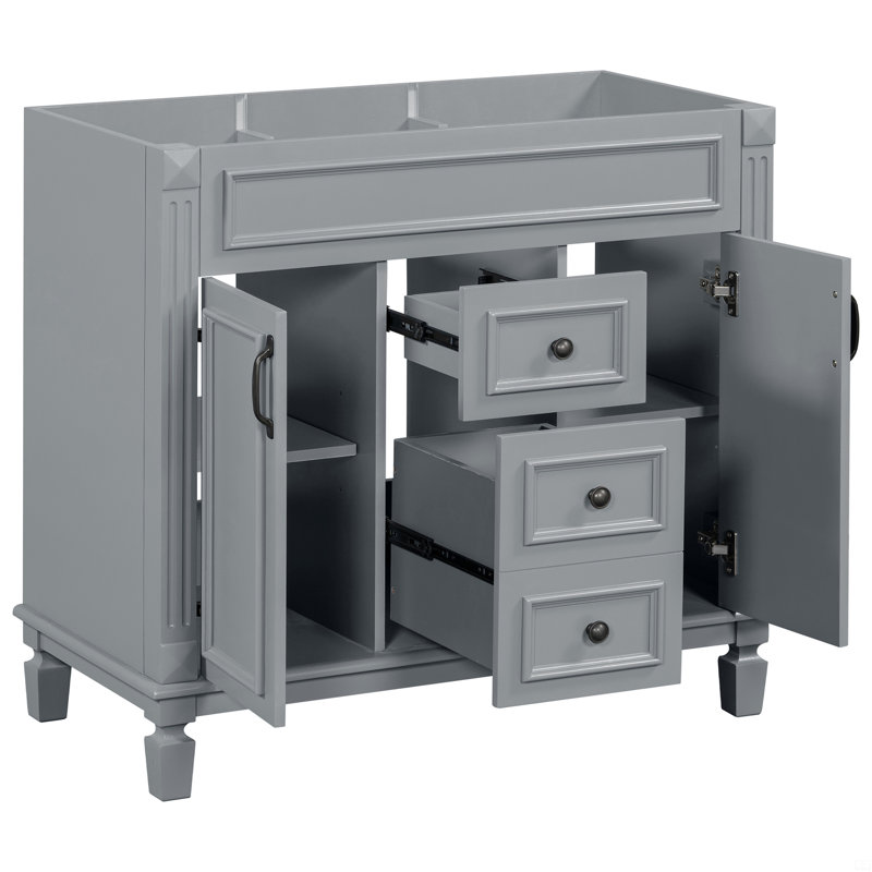 Meuble-lavabo 36 po sans lavabo supérieur, armoire seulement, armoire de rangement avec 2 portes à fermeture douce et 2 tiroirs