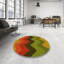 Tapis vert / orange / jaune à chevrons-982003977