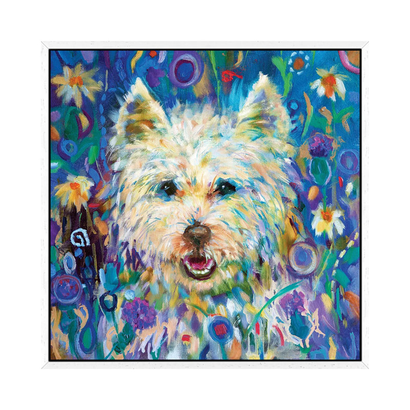 Westie 1 Piece Painting on Canvas, 93.98 cm H x 93.98 cm W, White Framed