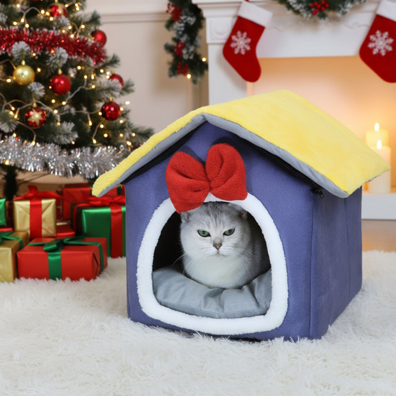 Lit chaud semi-fermé pour petits animaux 16,5 x 15,7 x 12,5 po Cat, jaune, 11.81, Jaune