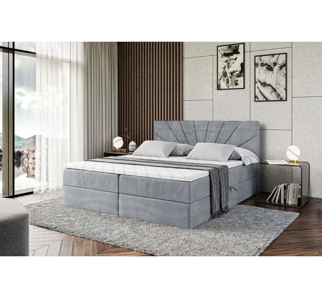 Boxspringbett Annysa mit H3 Bonell-Federkernmatratze, Topper und Bettkasten