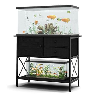 Aquarium Stand Metal Fish Tank Stands with Cabinet for Accessories Storage