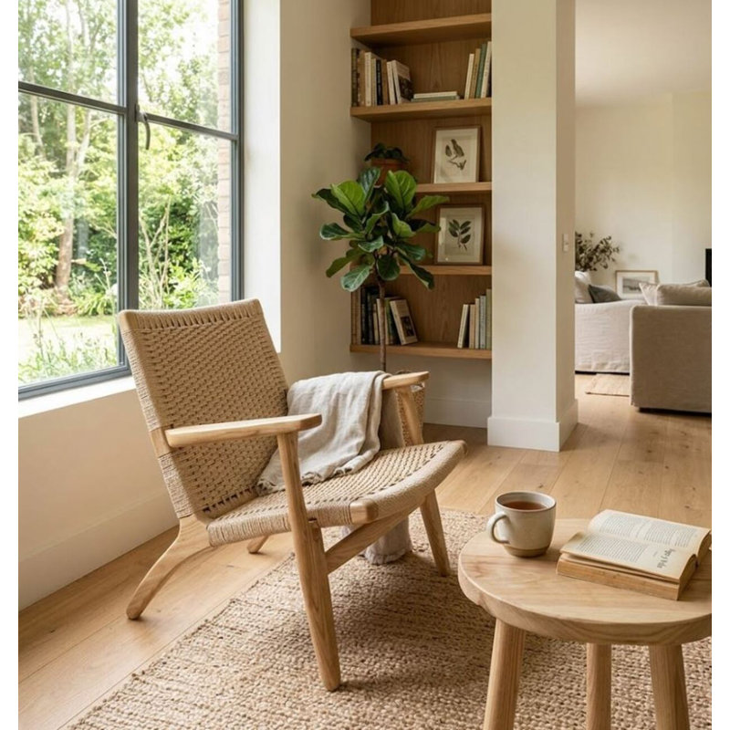 Fauteuil de 27,5 po Marillany, Filet brun, Naturel