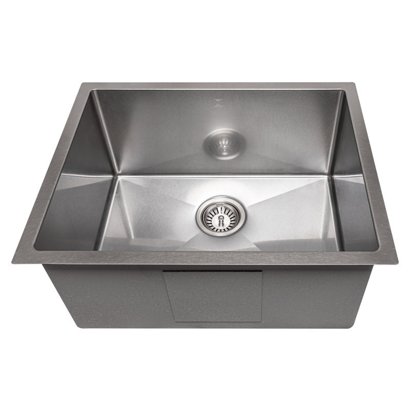 DuraSnow® ZLINE 23" Meribel Undermount Single Bowl Fingerprint Resistant Stainless Steel Kitchen Sink with Bottom Grid