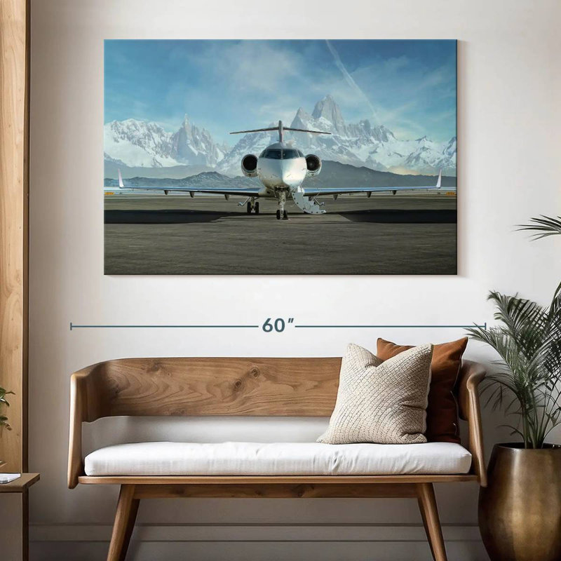 Mehar Snowy Mountains Private Jet, 34" H x 51" W