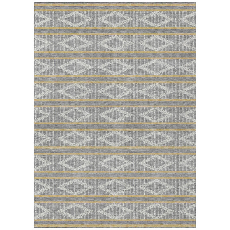 Lume Gray Washable Indoor-Outdoor Rug - , 9' x 12'