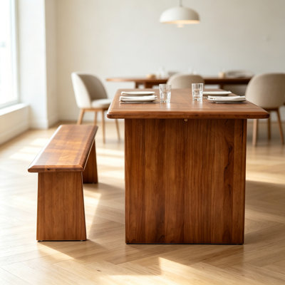 Solid Wood Dining Table Set with Bench