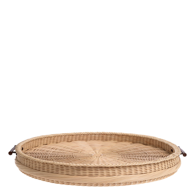 Tray Vimini L Natural Rattan, 3.54" H x 32.68" W x 32.68" D
