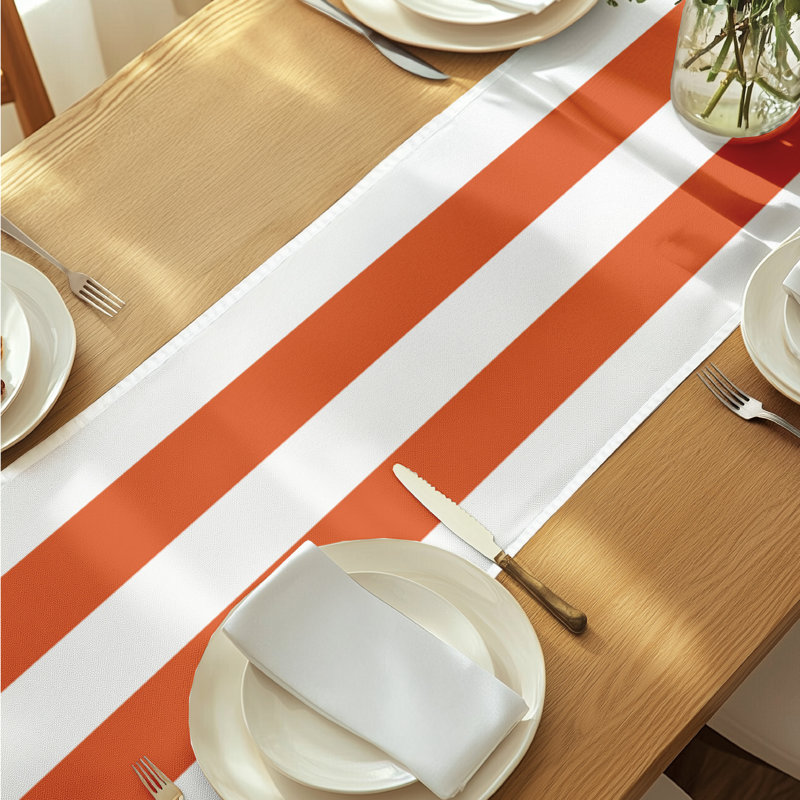 Orange Striped Table Runner 72" x 12", 72" L x 12" W, Orange