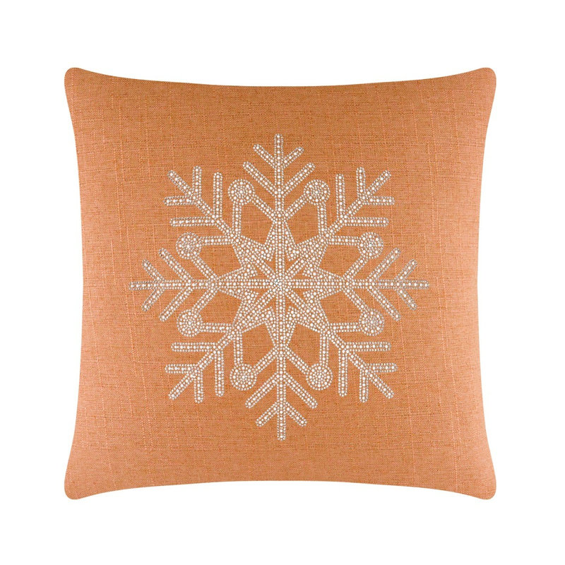 Coussin Sparkles Home | Motif strass | Faux perles | Rempli de plumes | Tailles personnalisées, 16 po x 16 po, Orange
