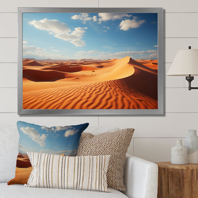 " Beige Blue Indian Art Golden Desert " Mixed Media Print
