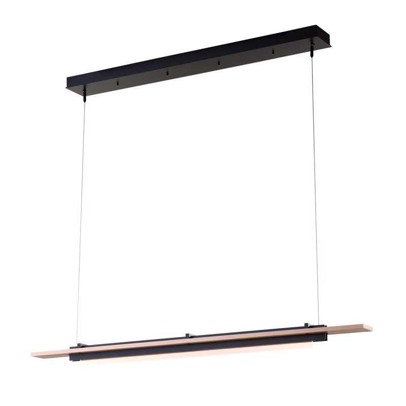 Luminaire suspendu géométrique à 1 lumière Plank, Noir, Platine rétro