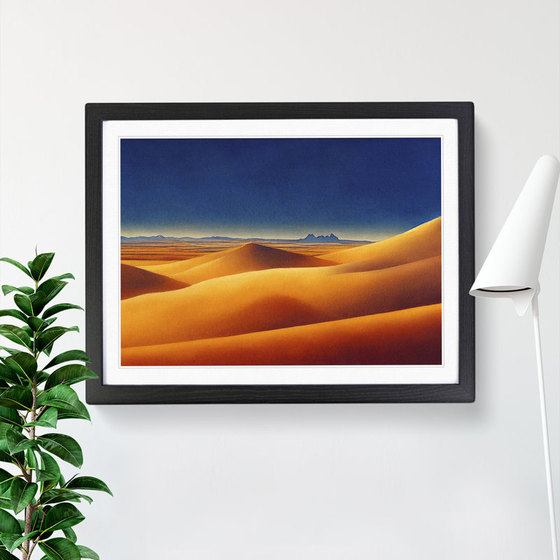 Watercolour Desert Vol.1 1 Piece Single Picture Frame Wall Art, 46cm H x 64cm W x 2cm D, Black Framed