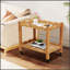 Table d'appoint roulante en bois d'hévéa massif, à 2 niveaux avec roues verrouillables et plateau amovible, robuste et durable pour diverses utilisations