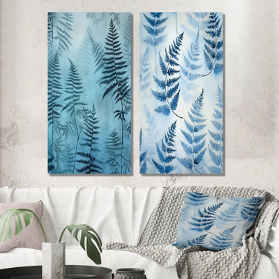 «Blue Fern Fond», 2 pièces sur toile