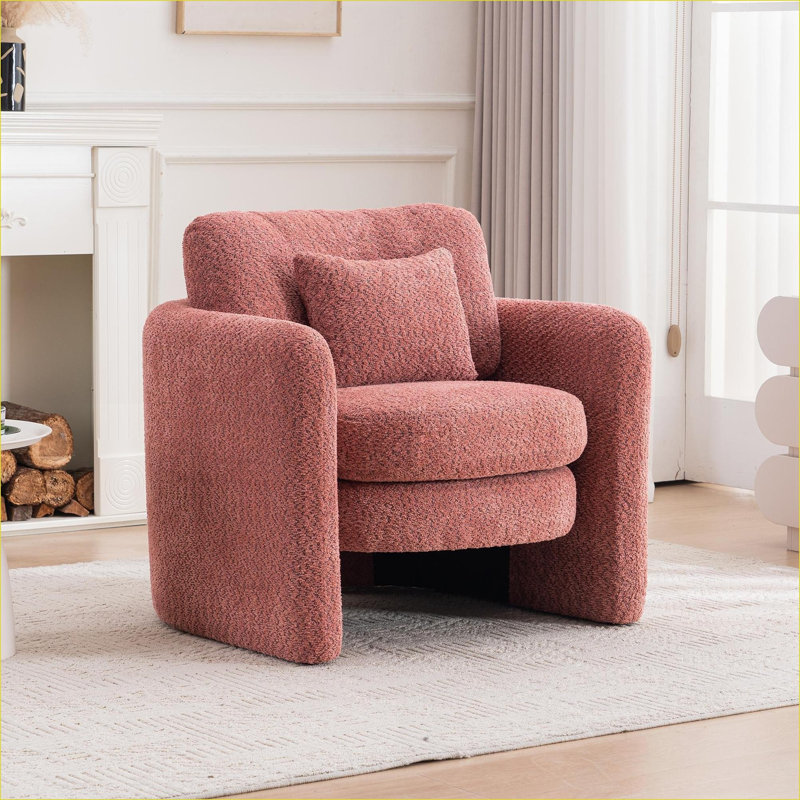 Chaise d'appoint de coin moderne arrondie, siège simple rembourré pour adultes, rouge cramoisi, polyvalente pour le salon, la chambre à coucher et le bureau à domicile