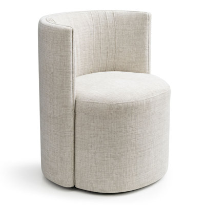 Textured Upholstered Barrel Dining Chair with Hidden Casters