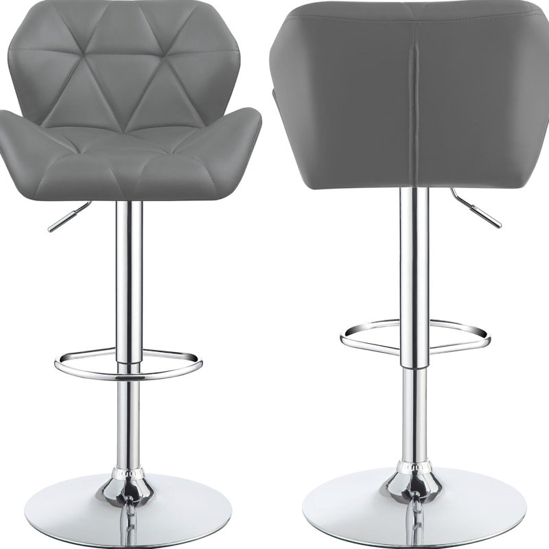 2 tabourets de bar réglables gris - hauteur de fabrication en métal avec entrée moderne et 2 repose-pieds confortables, Gris