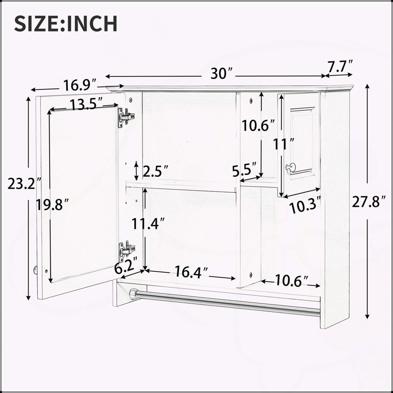 Versatile Bathroom Wall Cabinet with Mirror and Multiple Shelves for Efficient Storage