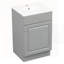 Meuble-lavabo gris élégant avec lavabo, porte d'armoire et tablettes réglables pour un rangement amélioré et une esthétique moderne-1815014699