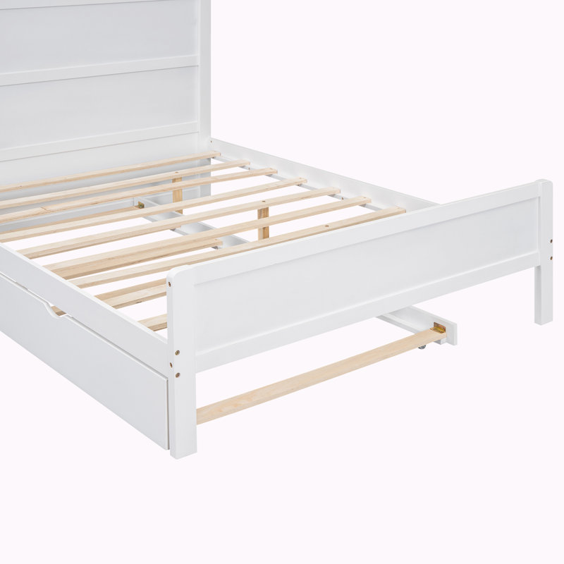 Wescott Platform Bed with Storage Headboard and a Big Drawer,Storage Bed,Bed Frame,Beds, White