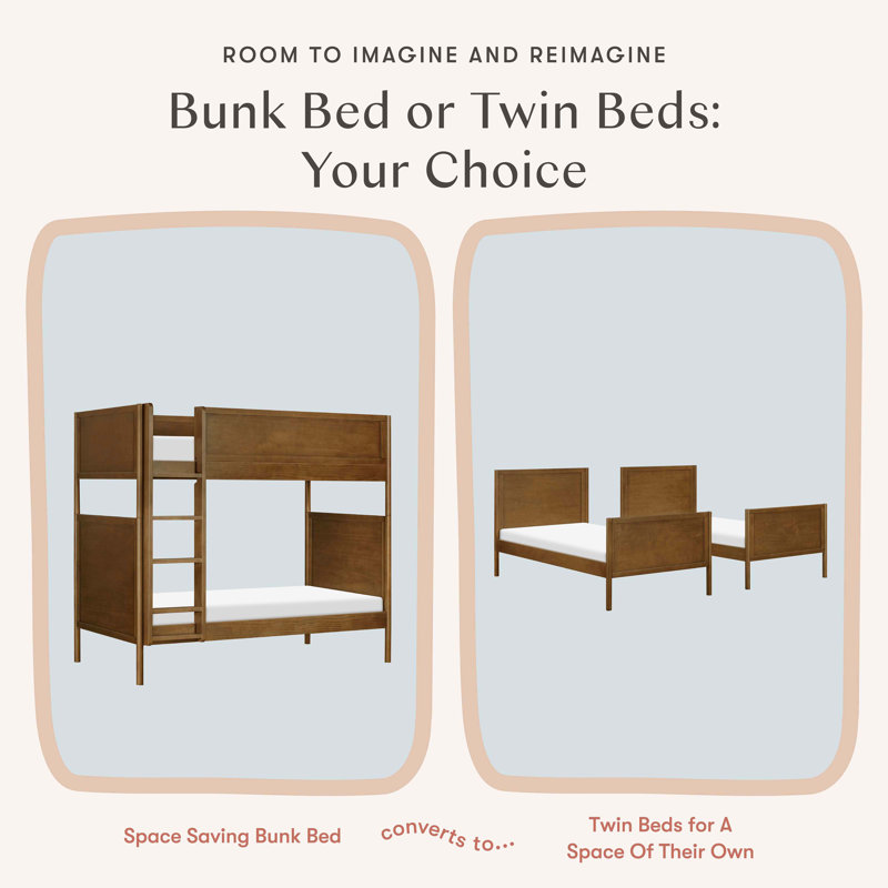 Bondi Convertible Bunk Bed, Natural Walnut