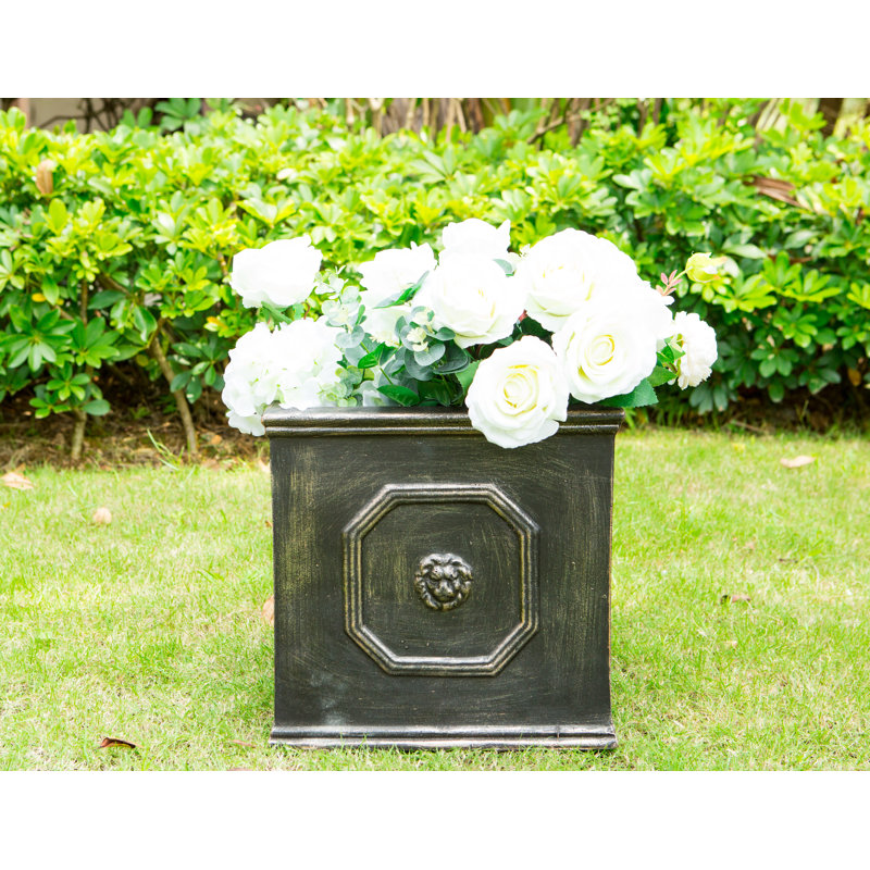 Boîte à fleurs en béton Hillevi, H 10,2 po x l 10,2 po x P 10,2 po, Bronze