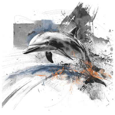 Toile abstraite et abstraite avec dauphins