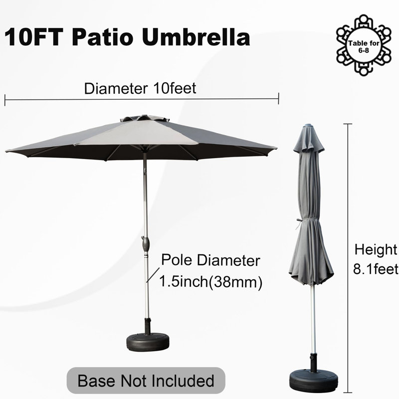 Parasol de terrasse de 10 pi avec - Matériau et structure de base robuste pour l'extérieur