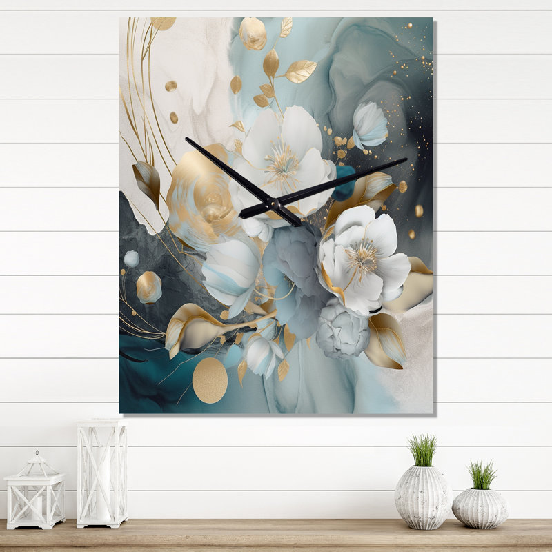 Jakyle - Horloge murale florale, H 40 po x l 30 po x P 1 po