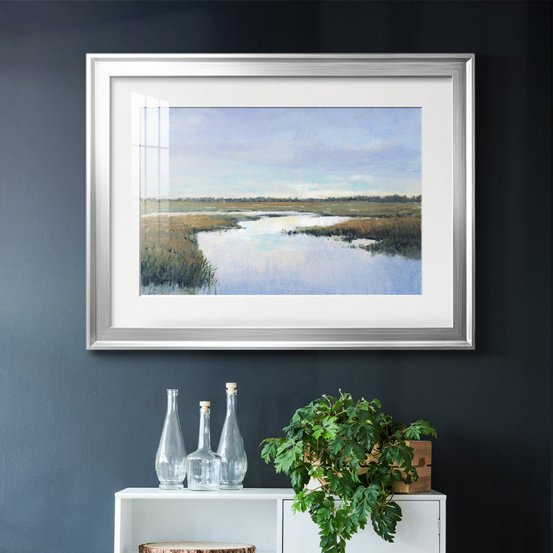 «Coastal Plains I», impression sur papier, Argent, H 27 po x l 39 po x P 1,5 po