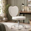 Fauteuil de bureau sans accoudoirs, coiffeuse de maquillage en tissu moderne en forme de cœur, roues pivotantes, hauteur réglable, blanc